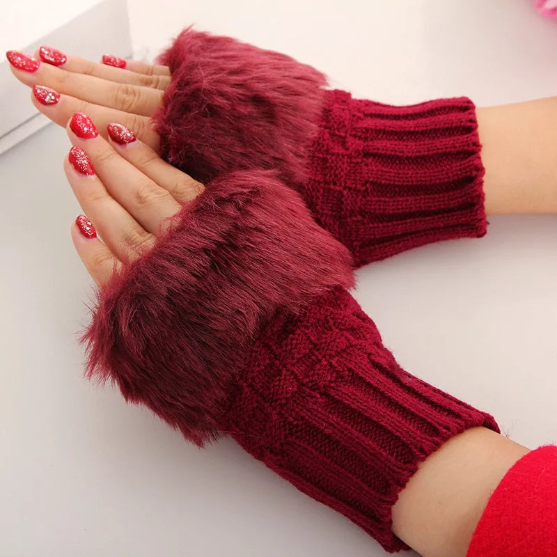 “Winter Wool Fingerless Gloves – Warm Knitted Mittens”