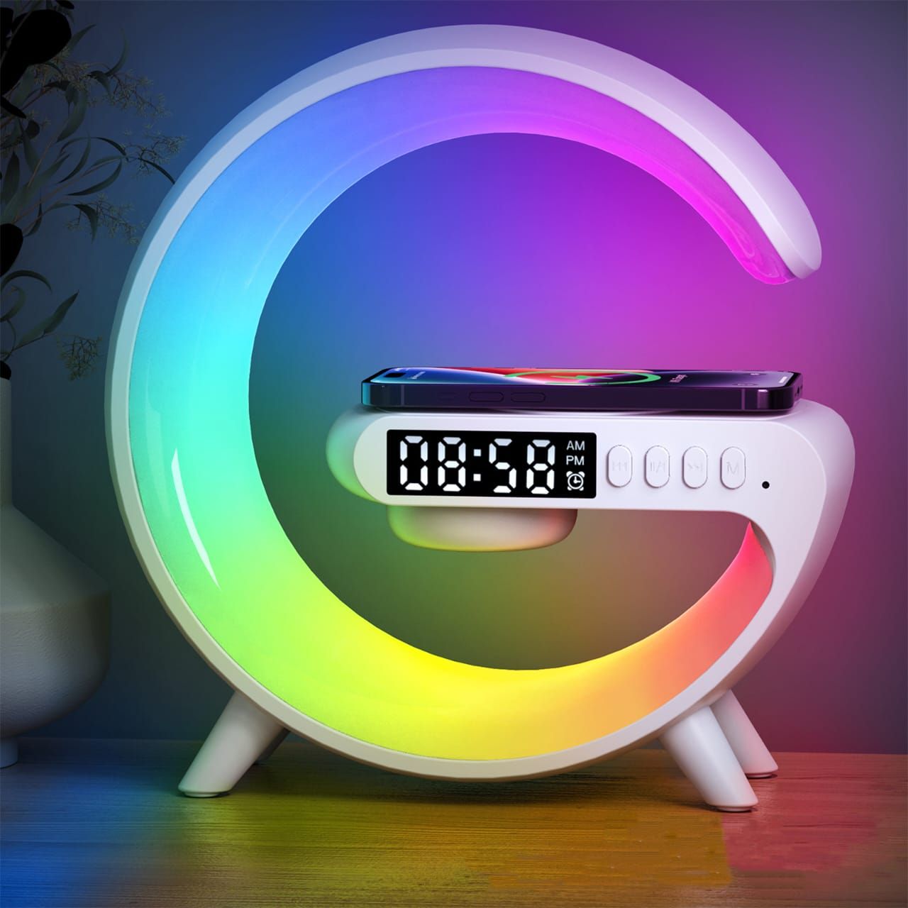 Digital Timmer Clock G Lamp Smart Light Lamp With Wireless Fast Charging