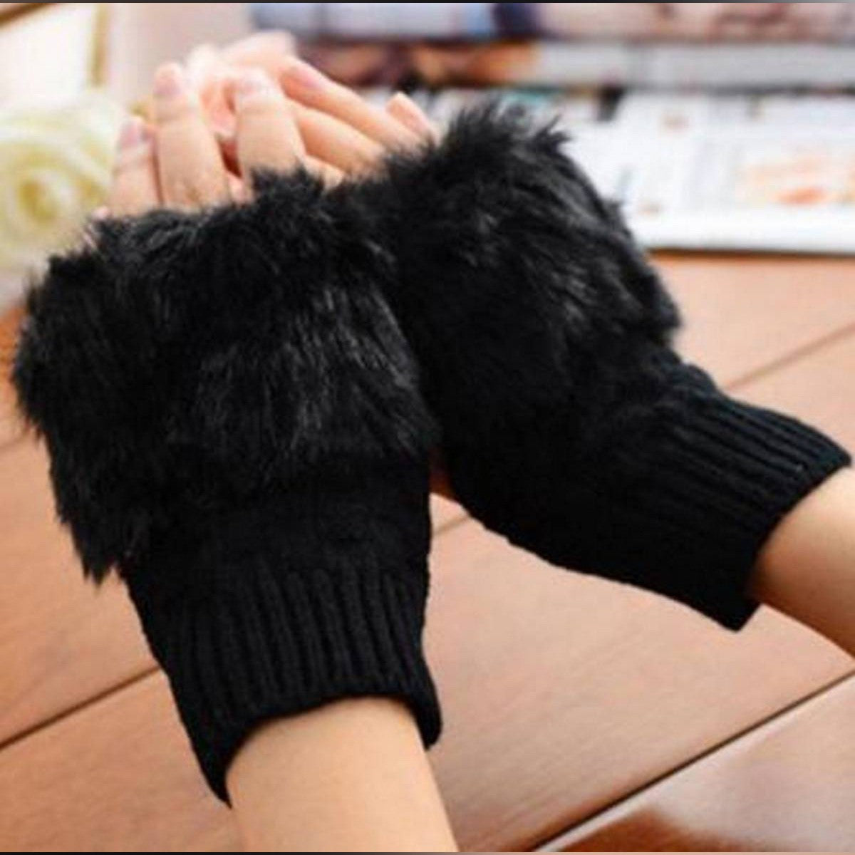 “Winter Wool Fingerless Gloves – Warm Knitted Mittens”